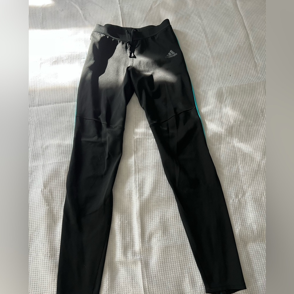 Adidas Kids Black Joggers with Blue Trim